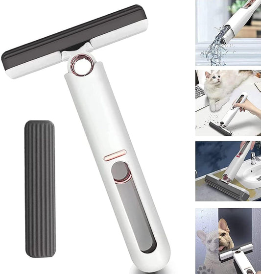 Qatalitic Mini Mop Mini Mop for Kitchen with Sponge Portable Mini Mop Self Squeeze Strong Absorbent Magic Wiper for Kitchen Small Sponge Mop Self Squeezing Wet & Dry Use for Bathroom & Home