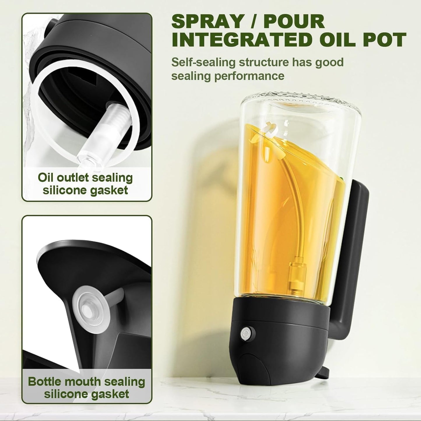 VeriXpress 500ml 2 in 1 Oil Spray Bottle and Oil Dispenser Bottle for Kitchen, Glass Oil Bottle with Nozzle, for Air Fryer, Roasting and Frying, Oil and Vinegar, Pourer and Sprayer Bottle (Multicolor)