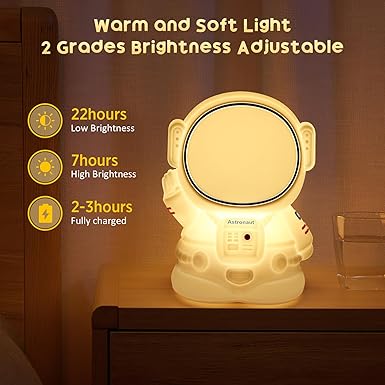 Veriexpress Astronaut Silicone Night Lamp for Kids | RGB Color-Changing LED Bedside Light with Touch Control & 8 Lighting Modes | Rechargeable Nursery Lamp for Bedroom & Gifting, Multicolor