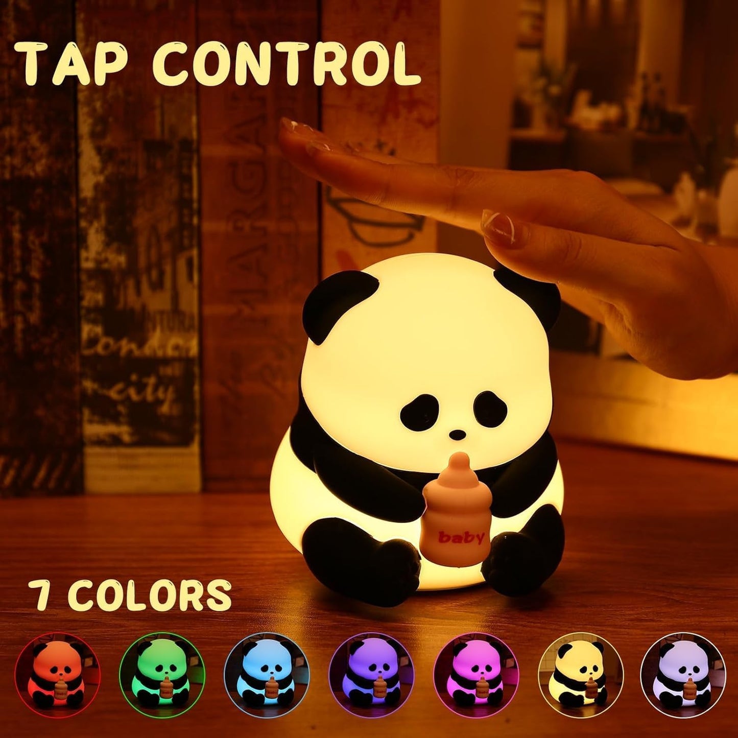Veriexpress  Baby Panda Rechargeable Silicone Night Lamp - Cute Panda Lamp, Kids Night Light, Nursery Decor, Birthday Gift, Silicone LED Light