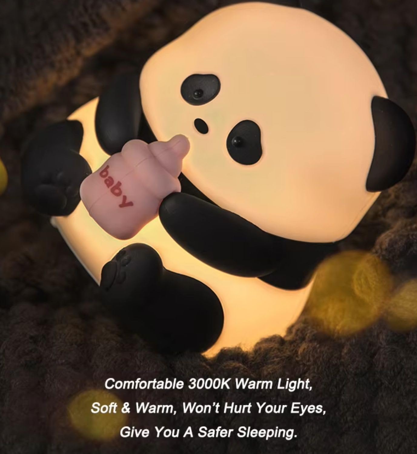 Veriexpress  Baby Panda Rechargeable Silicone Night Lamp - Cute Panda Lamp, Kids Night Light, Nursery Decor, Birthday Gift, Silicone LED Light