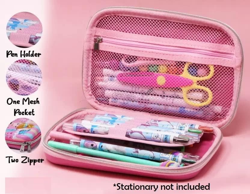 Qatalitic Big Size EVA 3D Cover Pencil Case, Large Capacity (Mini Unicorn) Pencil Case with Compartments, School Pouch Organizer for Students, Stylish Pen Holder Pouch, Art Pencil Box (Purple)