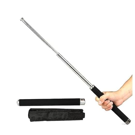 Veriexprees Stainless Steel Self-Defense Foldable Pointer & Safety Hiking Stick, Extendable Safety Wand with Non-Slip Grip & Nylon Pouc