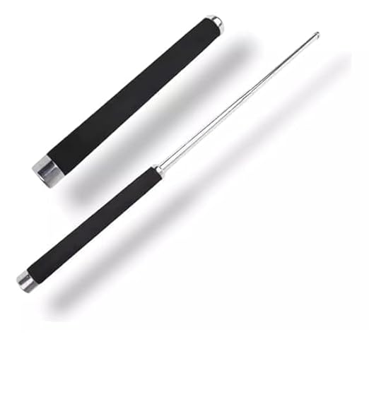 Veriexprees Stainless Steel Self-Defense Foldable Pointer & Safety Hiking Stick, Extendable Safety Wand with Non-Slip Grip & Nylon Pouc