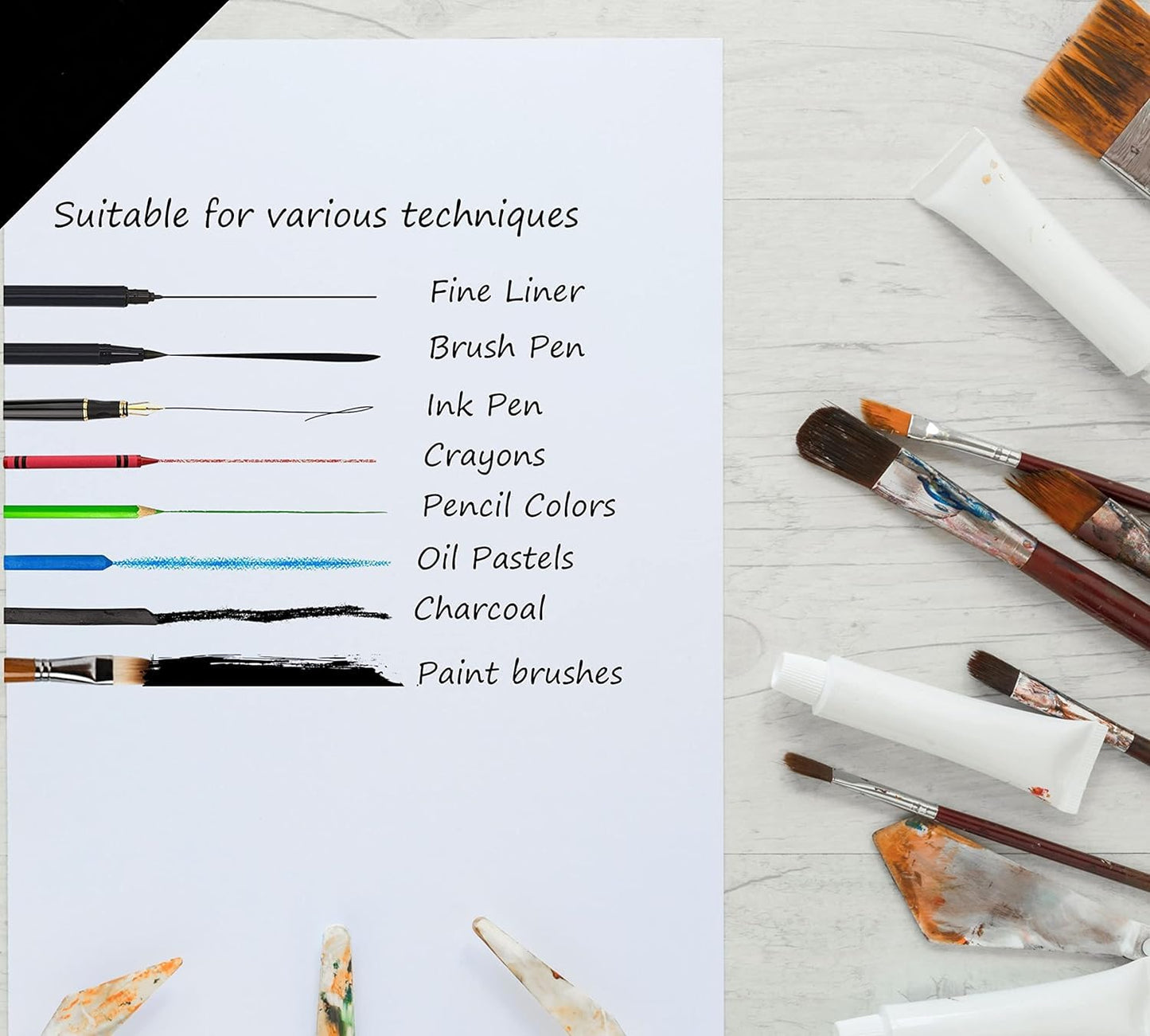 Qatalitic Cartridge A4 White Sketch Paper 150 GSM Set of 20sheets, for Artists, Ideal for Charcoal, Graphite, Acrylic, Watercolor, Gouache, Ink, & Other Mixed Media