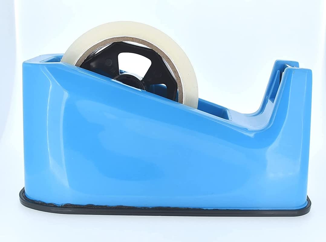 Qatalitic Anti-Skid 0.5 Inch Cello Tape Dispenser with Free Cello Tape for Home, Office, School Use (Random Color)