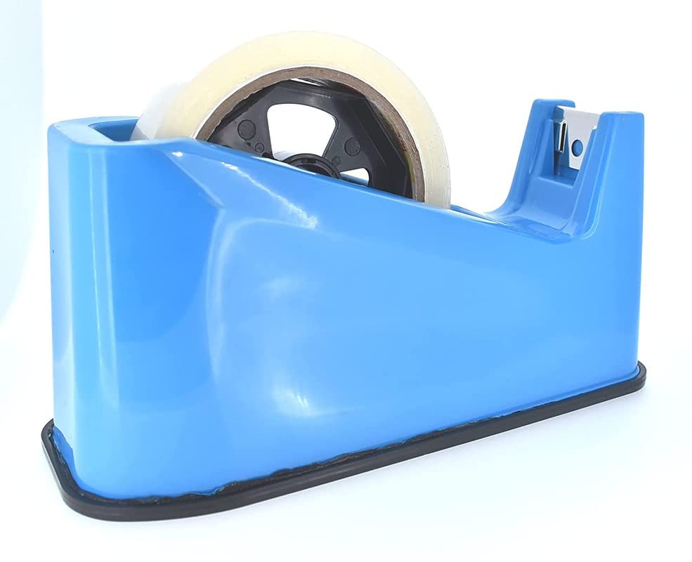 Qatalitic Anti-Skid 0.5 Inch Cello Tape Dispenser with Free Cello Tape for Home, Office, School Use (Random Color)