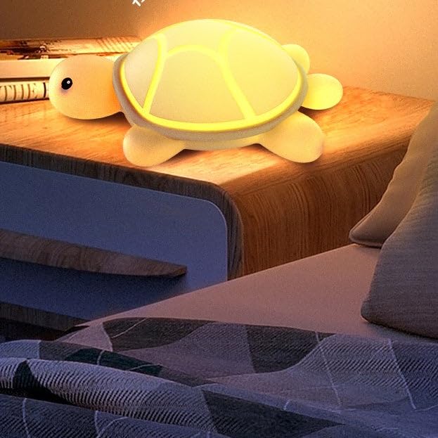 Veriexprees Cute Turtle Night Light, LED Bedside Baby Room Lamp, Soft BPA-Free Silicone, USB Rechargeable Lamp with Touch Sensor Control Table Light for Kids, Birthday Gifts, Valentine Gift