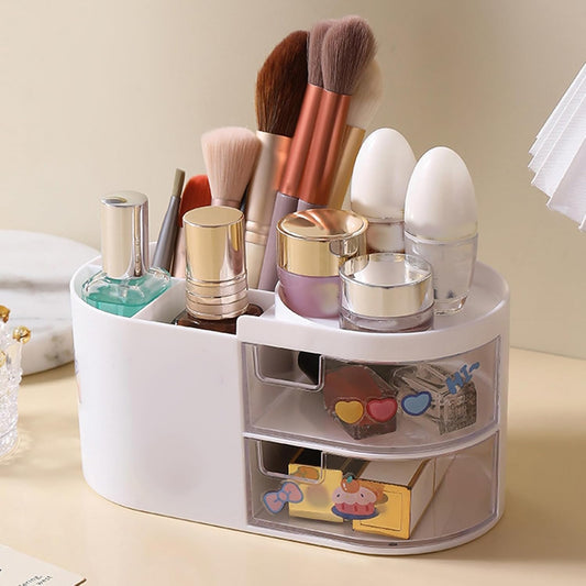 Veriexpress  Makeup Organizer | Makeup Box For Storage | Make Up, Cosmetic, Skincare Organiser For Women | Elegant Makeup Vanity With Transparent Drawer (White)
