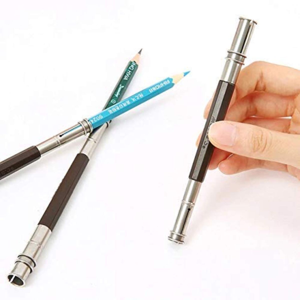 Qatalitic Pencil Extender/Lengthener with Metal Heads (Pack of 2)