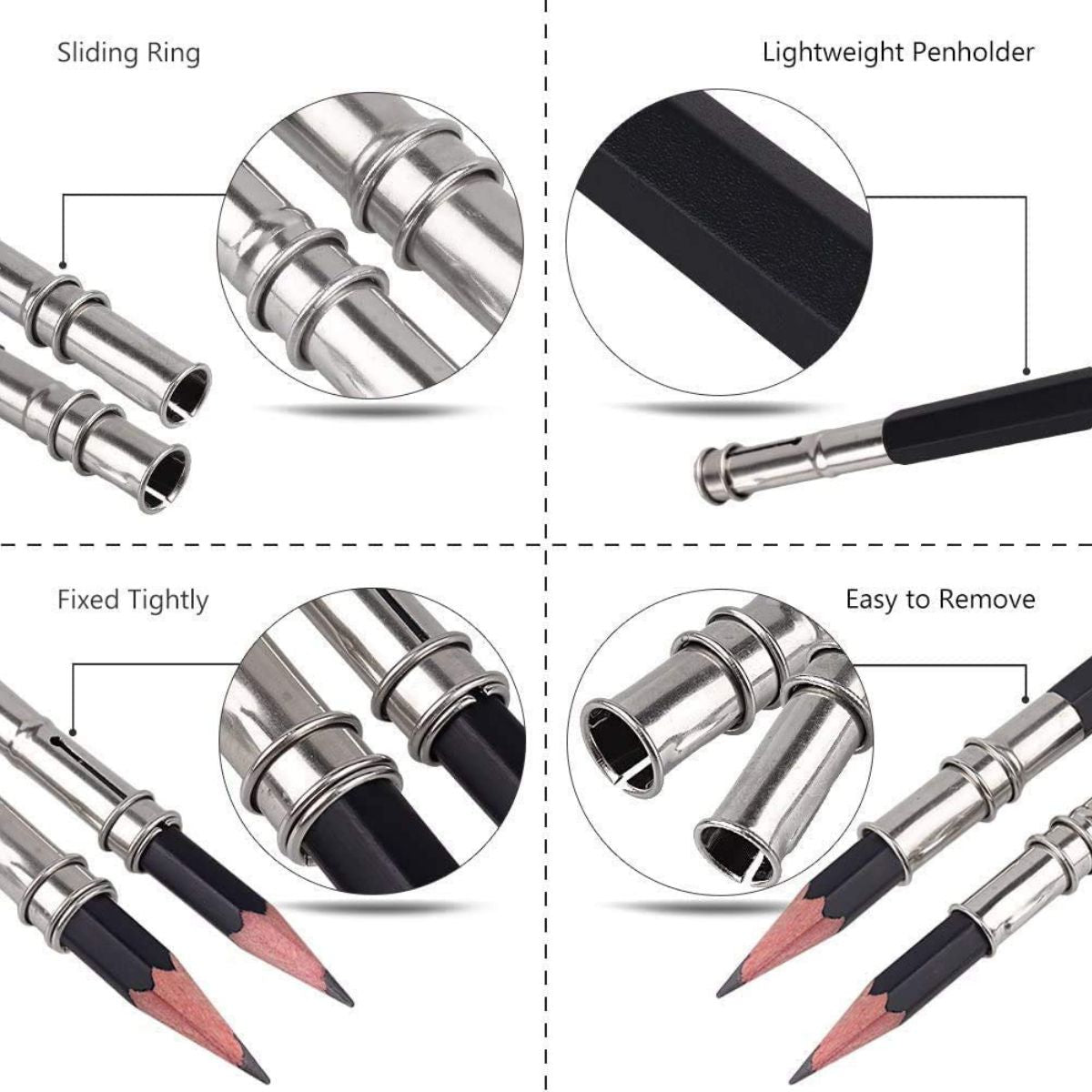 Qatalitic Pencil Extender/Lengthener with Metal Heads (Pack of 2)