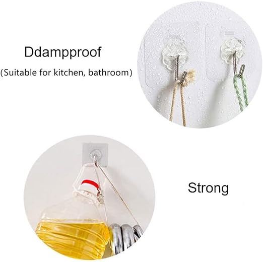 Verixpress 50 Pcs Self Adhesive Hooks for Secure Wall Hanging - Clocks, and More - Transparent, Heavy-Duty, No-Drill Solution