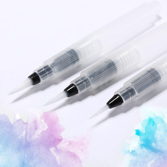 Qatalitic Water Brush Pens Set of 3 Different Sizes fine, Medium & Large - Great for Watercolor Paints, Illustrations, Calligraphy, Brush Pen, Markers, DIY Art & Craft - Refillable Brush Pens