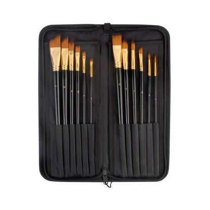 Set of 12 Professional & Exclusive Fine Art Long Handled Premium Paint Brush Set