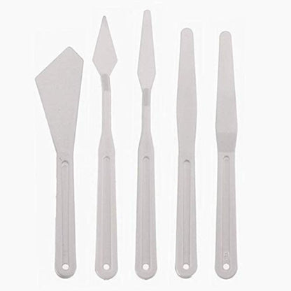 Qatalitic Plastic Palette Knives (Set of 5) | from Beginners to Professionals for Oils, Acrylics, Gouache, Inks