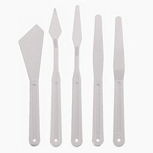 Qatalitic Plastic Palette Knives (Set of 5) | from Beginners to Professionals for Oils, Acrylics, Gouache, Inks