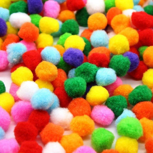Round Shaped Soft Fluffy Pom-Pom for Art, Craft and Party Decoration, 2cm (Mixed Colour) - Pack of 500
