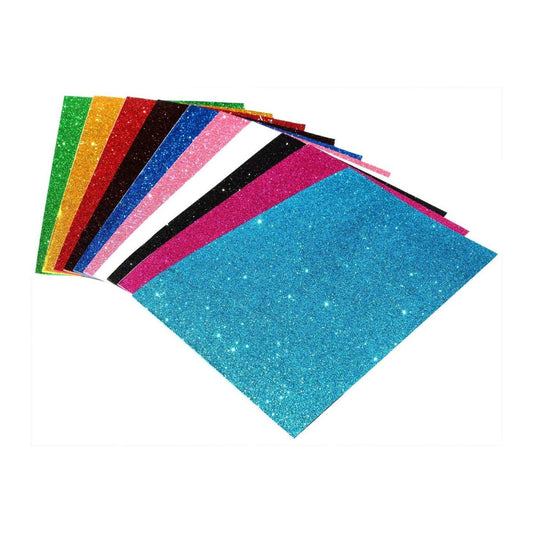Qatalitic Self Adhesive Easy to Peel Off Glitter EVA Foam Sheets, A4 Size, Pack of 10