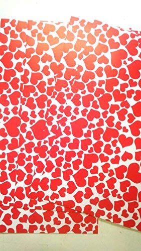 Qatalitic Hearts Design A4 Size Craft Paper Sheets with Single Side Decorative Pattern for Arts and Crafts (Red) - Pack of 10