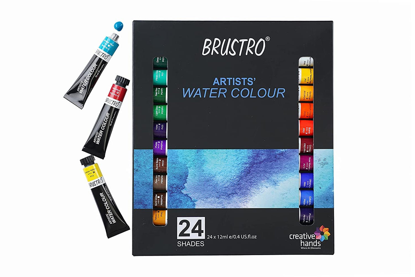Qatalitic: Set - 12 Vivid Colors in 12ml Tubes, Artists Quality Opaque Watercolors for Crafting and Fine Art Projects
