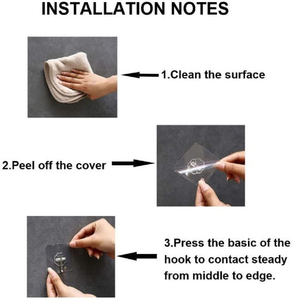Qatalitic Enterprise PVC Wall Hooks, Pack of 10, Transparent