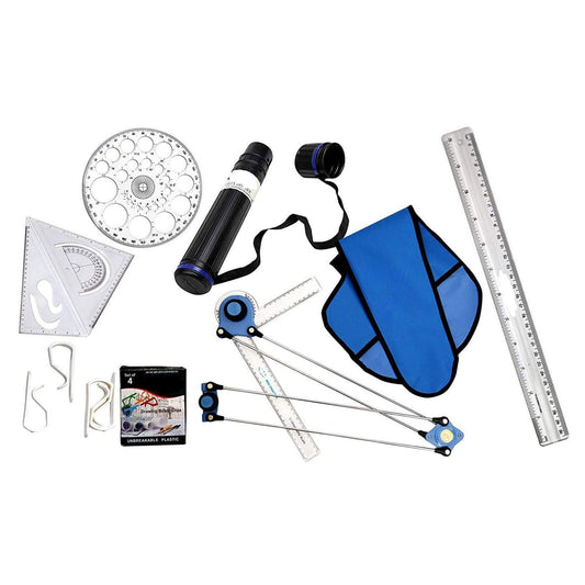 Qatalitic Mini Drafter Combo 1 – for Engineering Drawing – for Students, Architect, Artist – Contains Minidrafter, Sheet Container Tube, Scale, Procircle, Set Square & Board Clips (Combo 1)