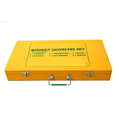 Qatalitic Wooden Geometry Box for Teachers (Superior Quality)– for Black Board and White Board – with Brass Fitting - for Schools, Classes and Any Teaching Purpose