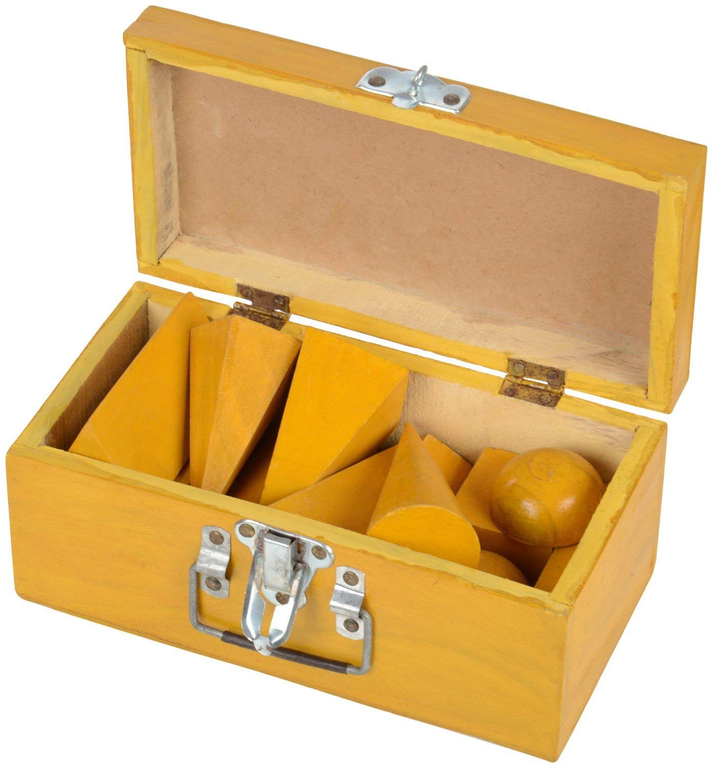 Qatalitic Geometrical Model Figures - Set of 12 Different Shapes – Height 4 Inches- Packed in Wooden Case (Multi Colour)