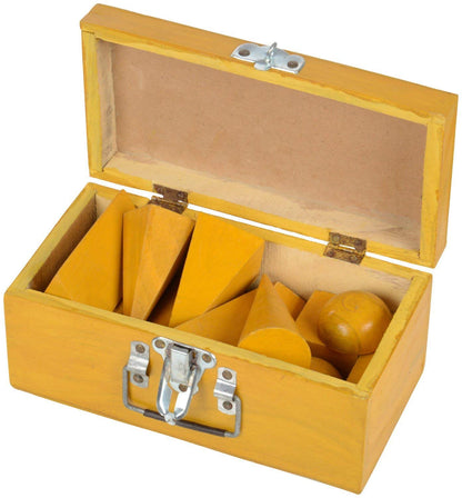 Qatalitic Geometrical Model Figures - Set of 12 Different Shapes – Height 4 Inches- Packed in Wooden Case (Multi Colour)