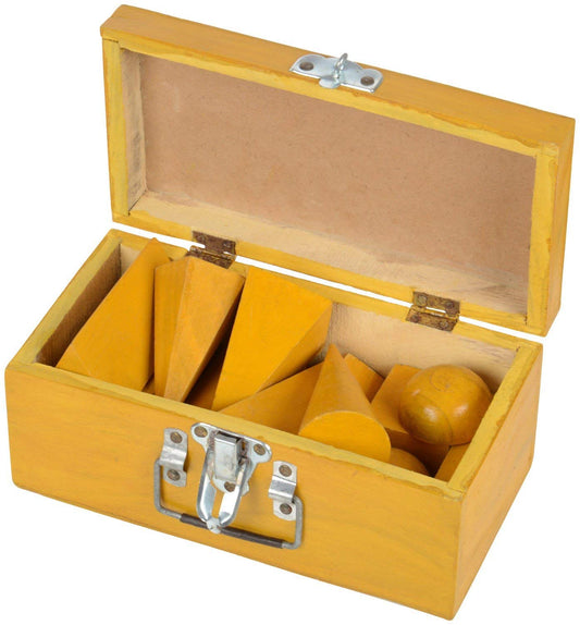 Qatalitic Geometrical Model Figures - Set of 12 Different Shapes – Height 4 Inches- Packed in Wooden Case (Multi Colour)