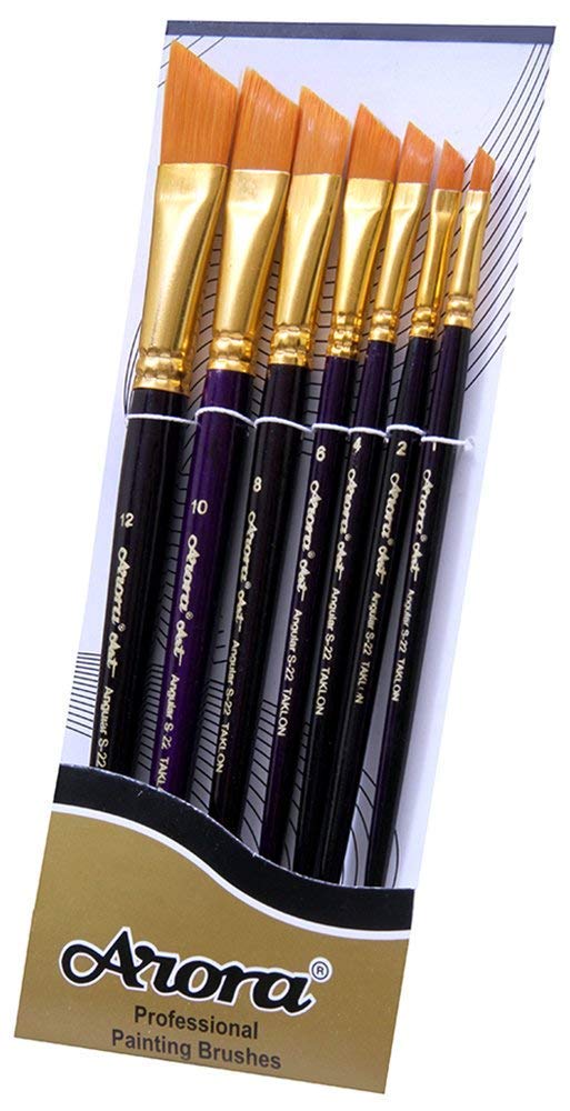 Vishal Angular Painting Brushes (Set of 7) Synthetic Paint Brush for Oil, Nail Brush Art, Artist Acrylic Painting