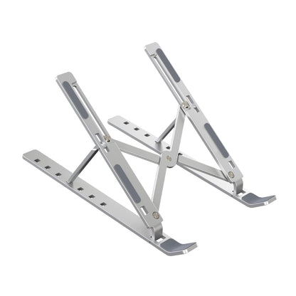 Qatalitic Portable Metal Frame Laptop Stand Holder, Multi Level Adjustable Aluminum Ergonomic Foldable Stand, OverHeating Protection for All Laptops and for Multifunction Use (Silver)