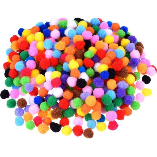 Qatalitic Round Shaped Soft Fluffy Pom-Pom for Art, Craft and Party Decoration, 2cm (Mixed Colour) - Pack of 100