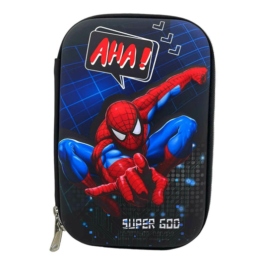 Qatalitic Big Size EVA 3D Cover Pencil Case, Large Capacity (Spider Man) Pencil Case with Compartments, School Pouch Organizer for Students, Stylish Pen Holder Pouch, Art Pencil Box (Black)