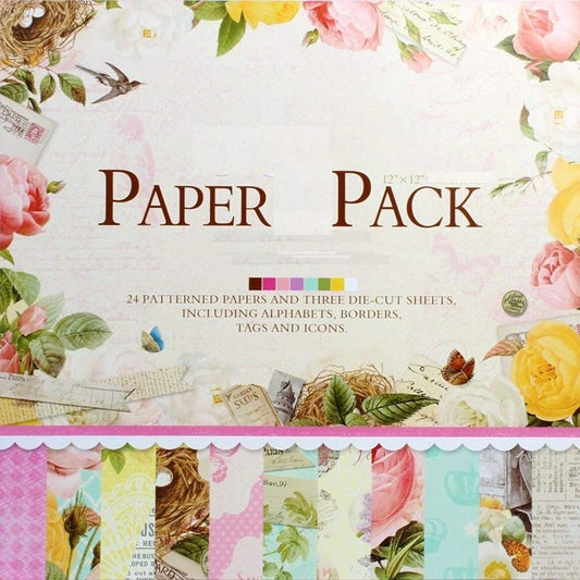 Qatalitic Pattern Design Printed Papers for Art & Craft (VS12007), Size: 12 X 12 Inch for Greeting Cardmaking & Project Book Making (24 Patterned Sheets + 3 Die Cut Sheets) Paper Designer Paper Pack