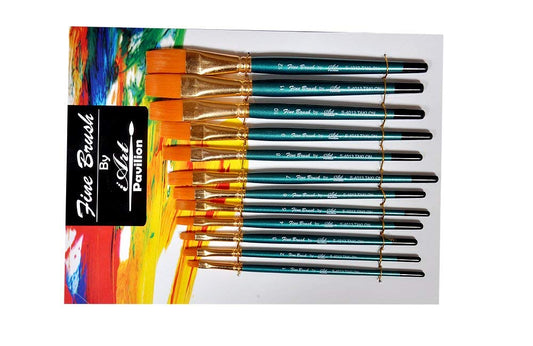 Qatalitic Flat Fine Brush Set of 13Pcs(1,2,3,4,5,6,7,8,9,10,11,12) Beginners/Artist/Professional