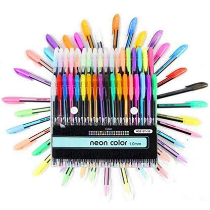 Qatalitic Set of 36 Neon Gel Pens consisting Fluorescent, Metallic, Glitter, and Pastel colour pens For DIY Art & Crafts (Sketching, Drawing & Painting Purpose)