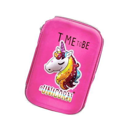 Qatalitic Big Size EVA 3D Cover Pencil Case, Large Capacity (Mini Unicorn) Pencil Case with Compartments, School Pouch Organizer for Students, Stylish Pen Holder Pouch, Art Pencil Box (Pink)