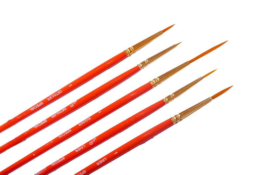 Qatalitic 5 Pcs Detail & Liner Paint Brush Set, Art Brushes for Fine Detailing and Art Painting, Ideal for Oil, Acrylics, and Watercolors