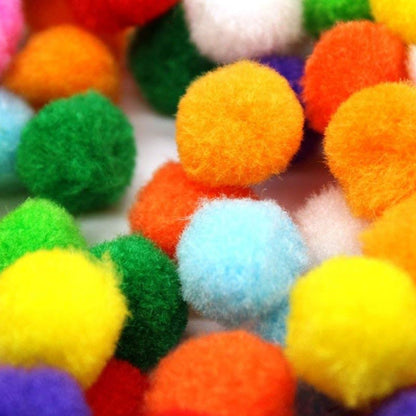 Round Shaped Soft Fluffy Pom-Pom for Art, Craft and Party Decoration, 2cm (Mixed Colour) - Pack of 500