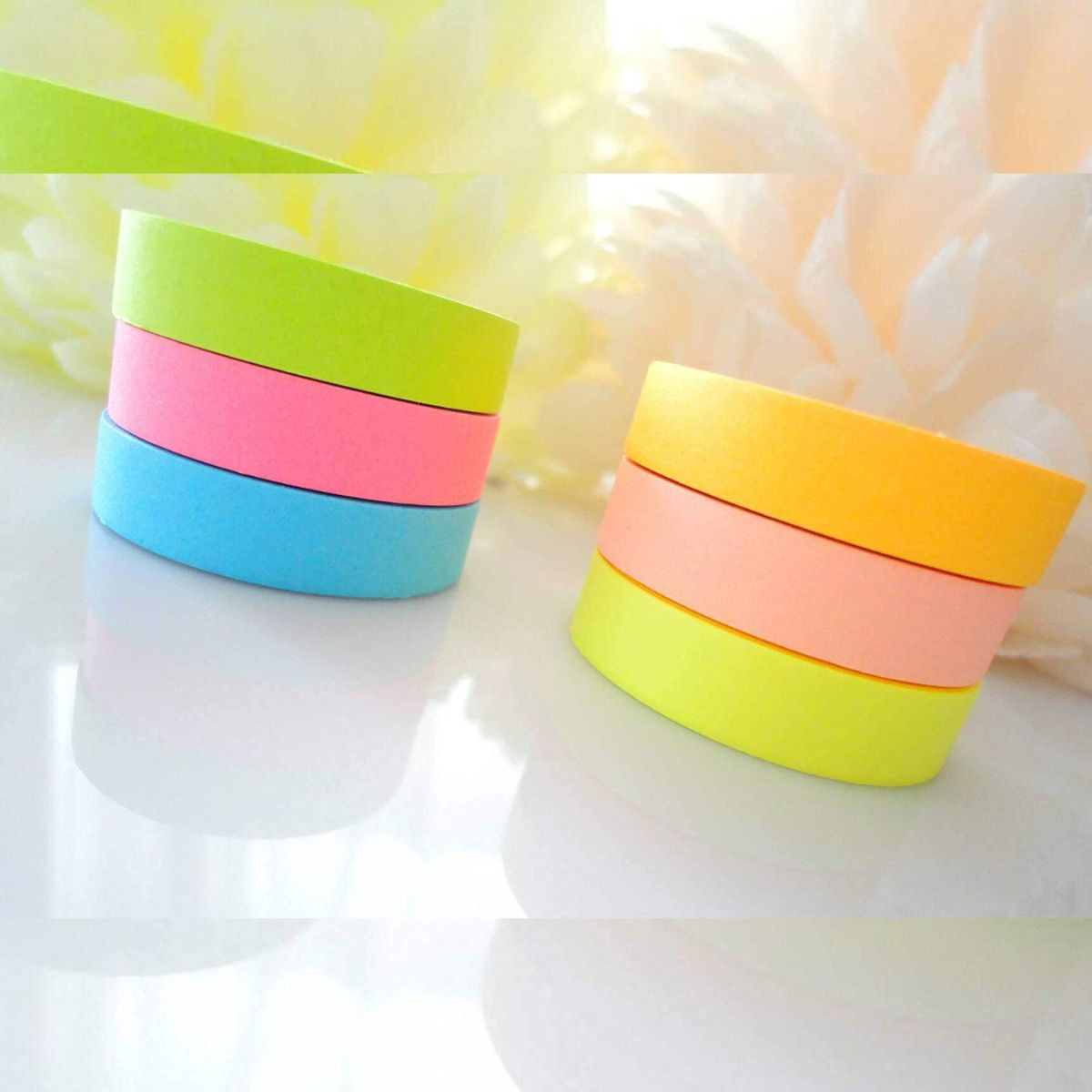 Set of 6 Attractive Neon Color Adhesive Paper Tapes for Decorative Purposes Like Art and Craft Size