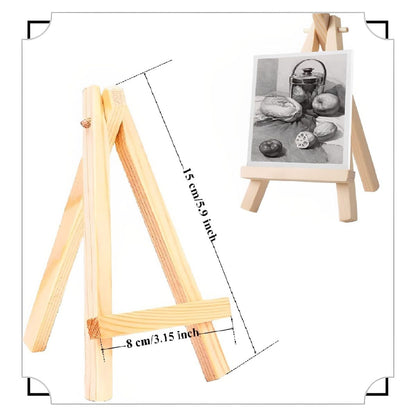 Qatalitic 6 Inch (Set of 10pc.) Mini Wooden Easel Stand, Adjustable Small Tabletop