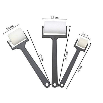 Set of 3 Plain Foam Roller Brushes for Painting, Art and Craft Projects