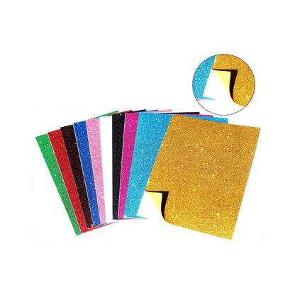 Qatalitic Self Adhesive Easy to Peel Off Glitter EVA Foam Sheets, A4 Size, Pack of 10