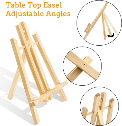 Qatalitic 12 Inches Wooden Easel, Tabletop A-Frame for Artist Painting Mini Canvas, Business Card Display, Students Kids, and Displaying Photos