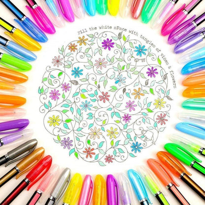 Qatalitic Set of 36 Neon Gel Pens consisting Fluorescent, Metallic, Glitter, and Pastel colour pens For DIY Art & Crafts (Sketching, Drawing & Painting Purpose)