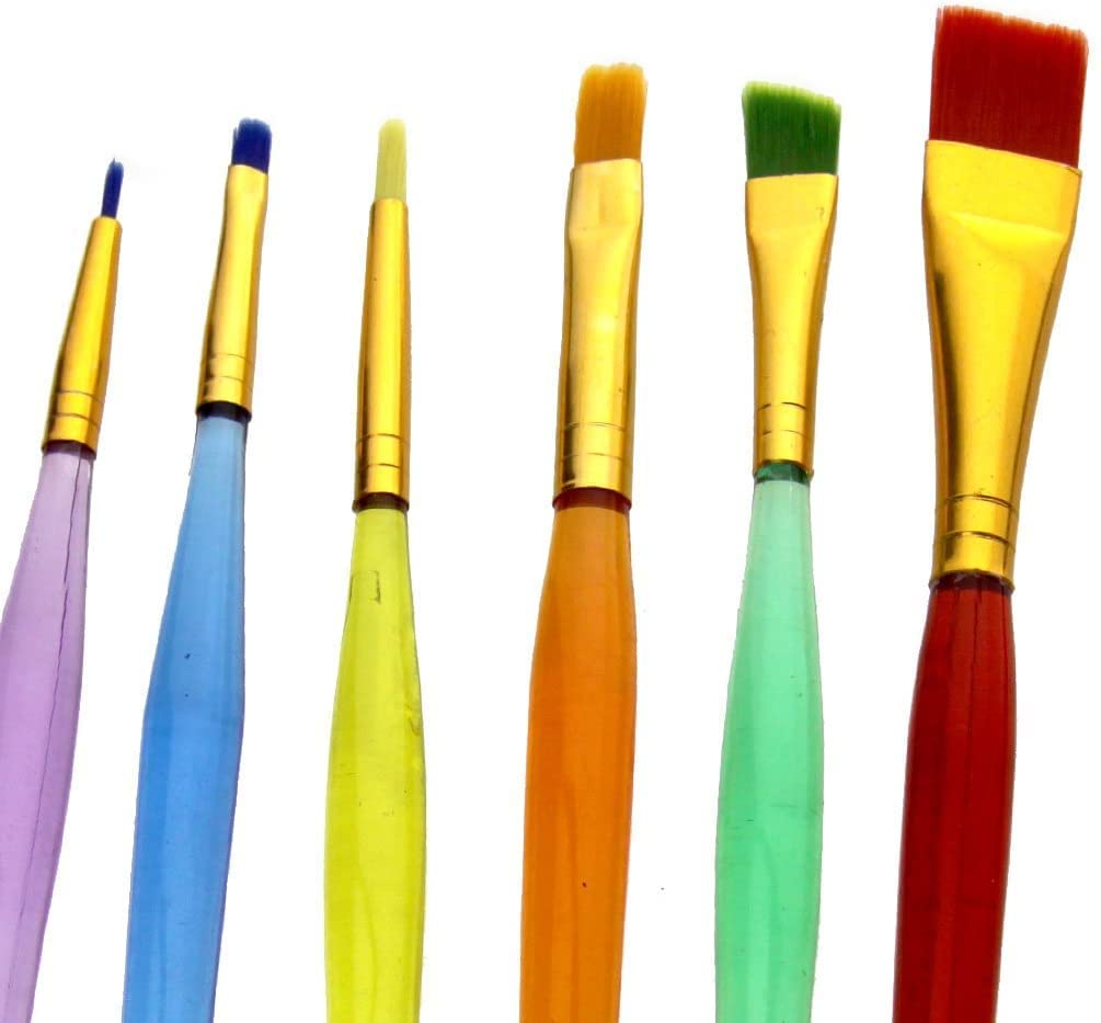 Qatalitic Set of 6 Different Sizes Synthetic Flat Paint Brush for Oil, Nail Brush Art, Artist Acrylic Painting (Synthetic Hair, Plastic)