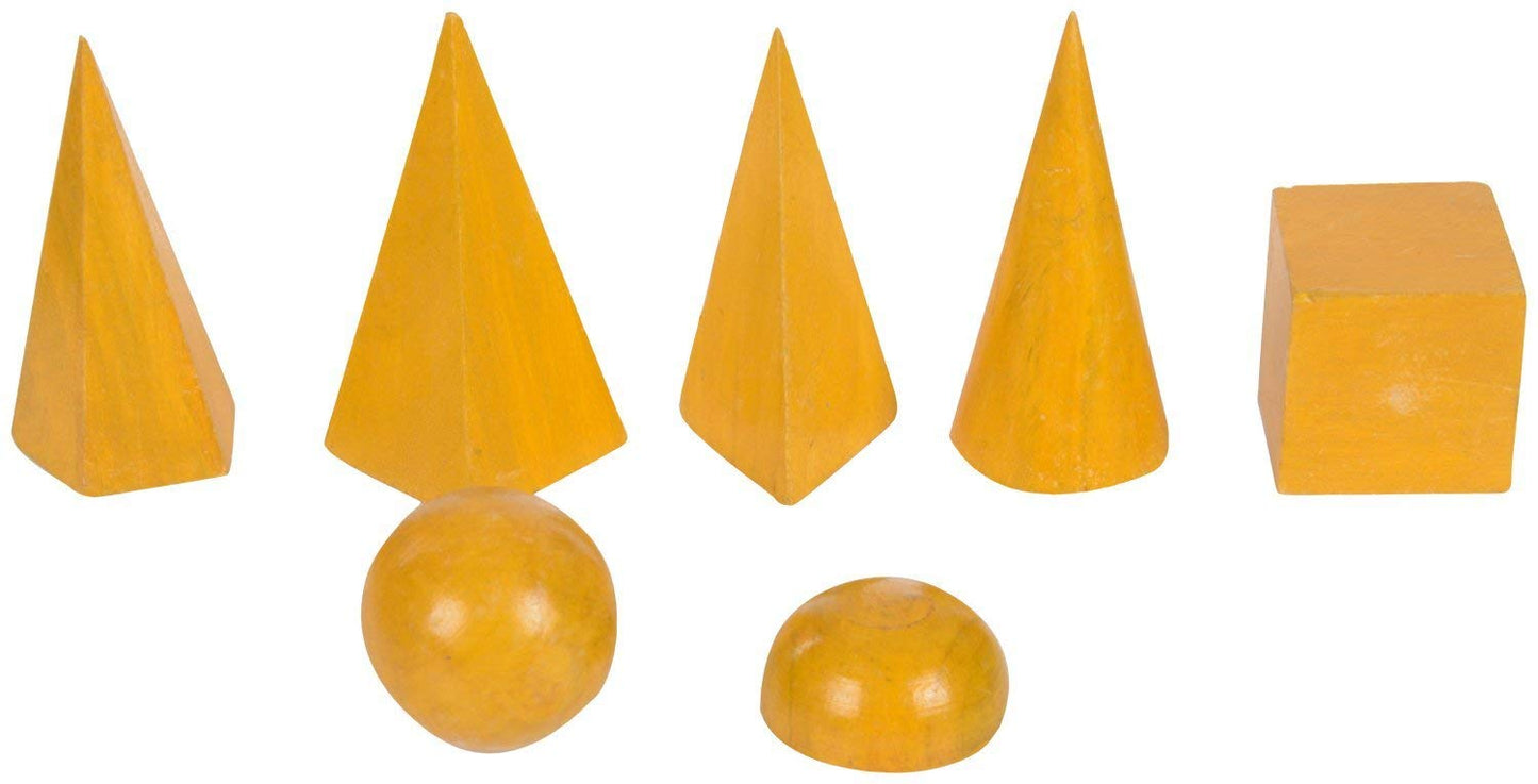 Qatalitic Geometrical Model Figures - Set of 12 Different Shapes – Height 4 Inches- Packed in Wooden Case (Multi Colour)