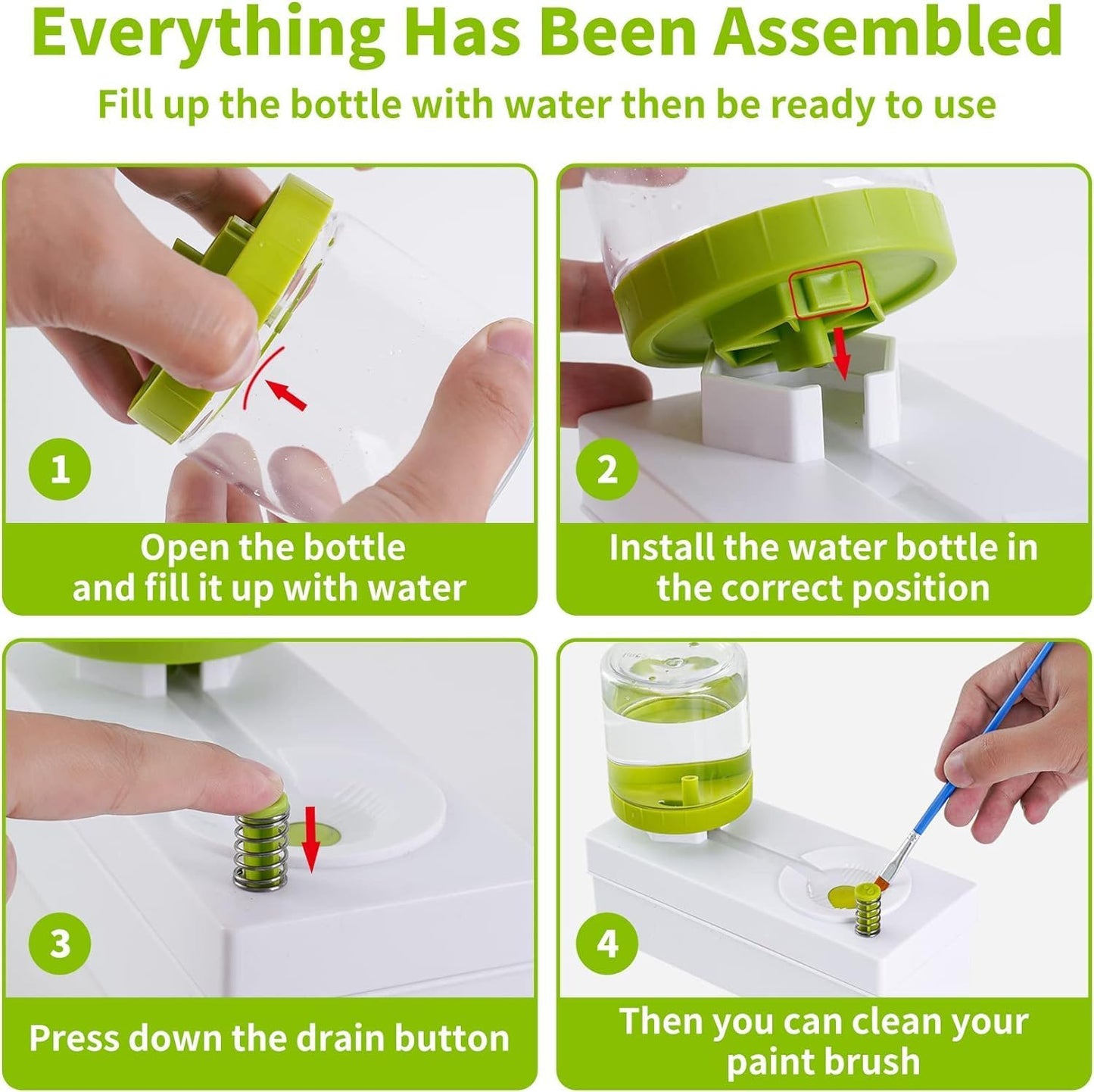 Qatalitic Brush Rinser Paint Brush Cleaner with Drain Water Recycling Paintbrush Scrubber, Convenient Paint Brushes Cleaning Tool for Acrylic, Oil and Water Based Painting