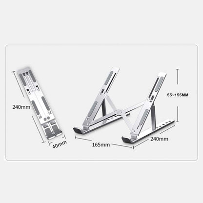Qatalitic Portable Metal Frame Laptop Stand Holder, Multi Level Adjustable Aluminum Ergonomic Foldable Stand, OverHeating Protection for All Laptops and for Multifunction Use (Silver)
